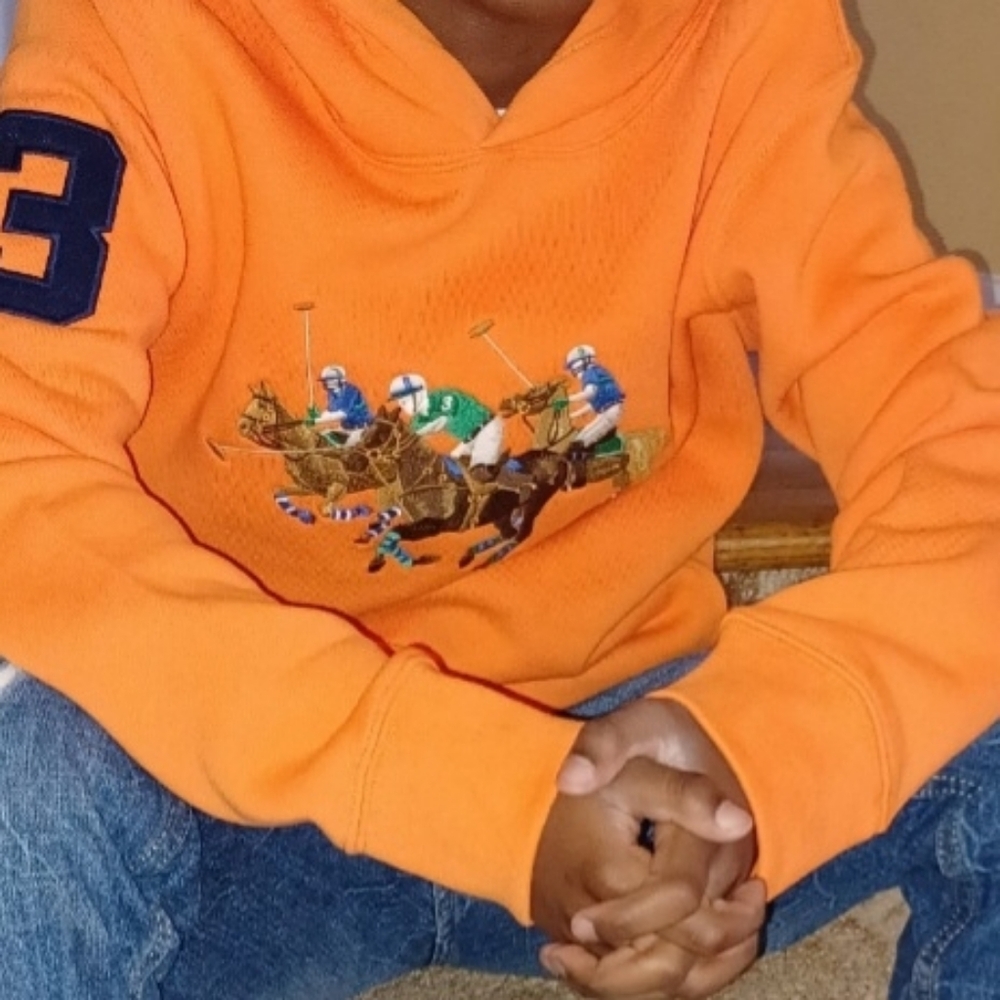 Orange Hoodie with Polo Embroidery